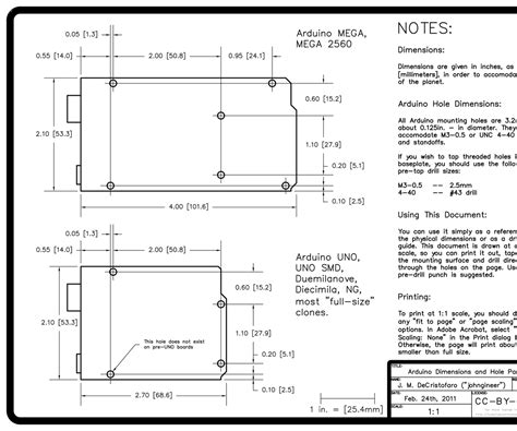 arduino uno hole dimensions